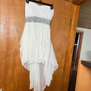 My Michelle Strapless White Dress with Silver Accents - worn once